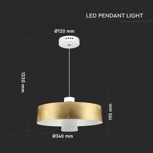 V-TAC LED ACRYLIC FÜGGESZTÉK 7W - arany - 3000K - 3938