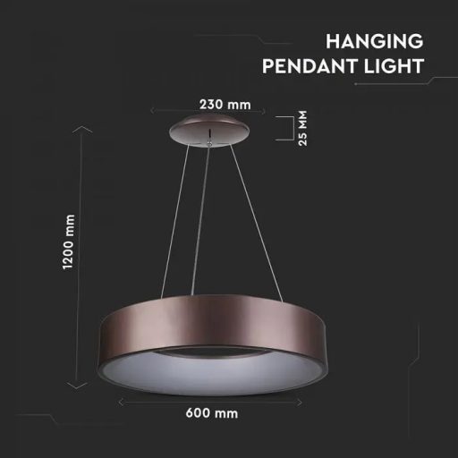 V-TAC 30W Led dimmelhető függeszték - kávé barna - 3000K - 3997