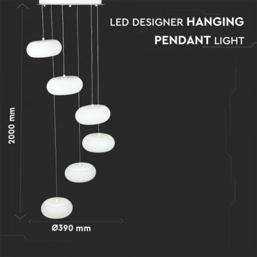 V-TAC LED függeszték 72W Egyedi design Triac dimmelhetőség 3000K - fehér - 40011