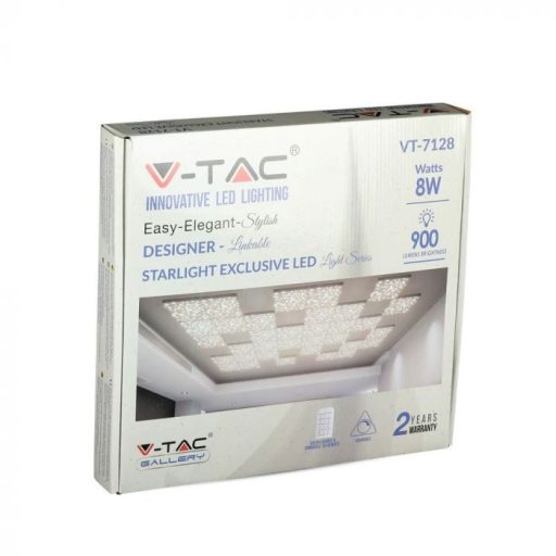 V-TAC 8W LED Exkluzív mennyezeti világítás változtatható színhőmérséklettel fehér színű test(csillagos égbolt) - 40281