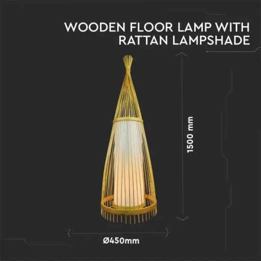V-TAC Rattan Állólámpa 1500mm 1xE27- 40561