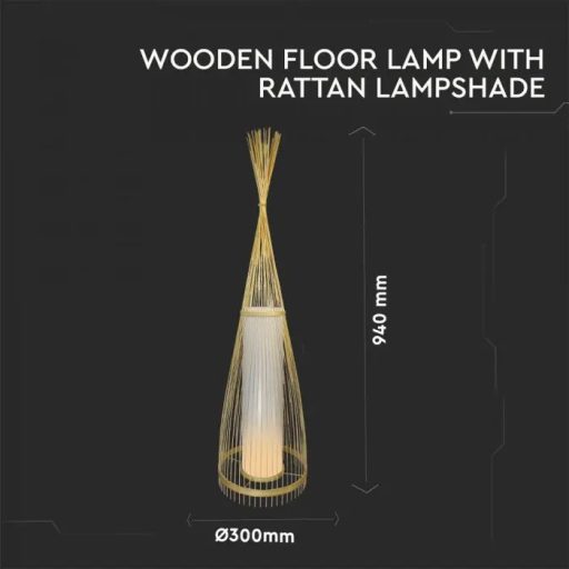 V-TAC Rattan Állólámpa 1000mm 1xE27- 40571