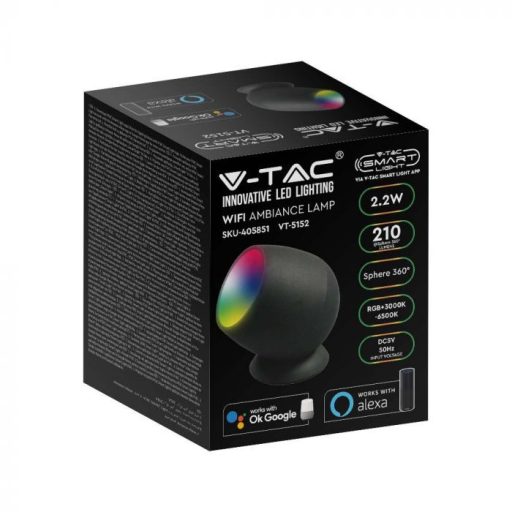 V-TAC 2.2W LED hangulatvilágítás RGB + 3 az 1-ben Alexa és Google Home kompatibilis - 405851