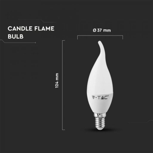 V-TAC LED izzó  E14 C37 4W 200° 4000K gyertyaláng - 4156