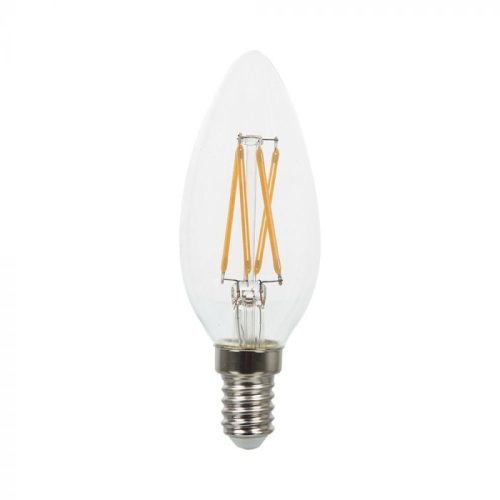 V-TAC Átlátszó LED filament COG lámpa E14 C35 4W 2700K gyertya - 43071