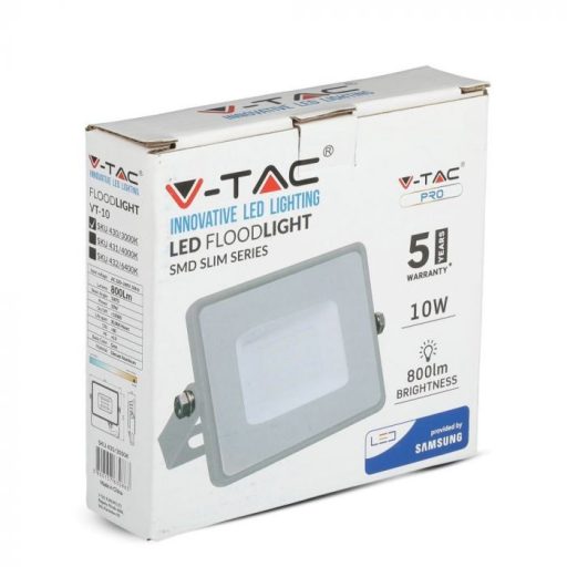 V-TAC 10W LED reflektor 100° 4000K szürke házas (Samsung Chip) - 431