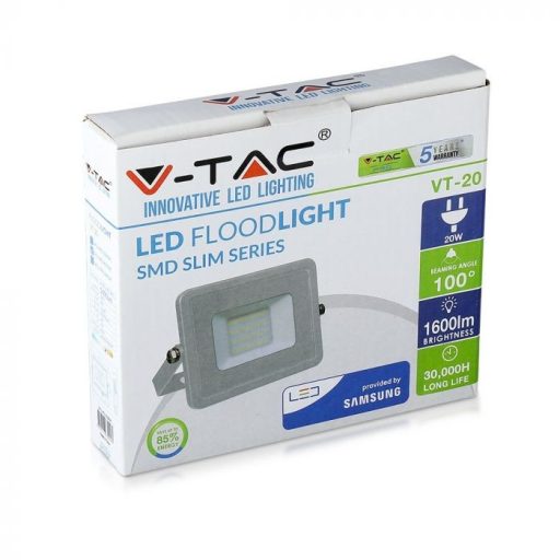 V-TAC 20W LED reflektor 100° 6400K fehér házas (Samsung Chip) - 444