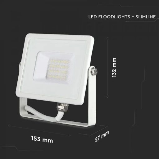 V-TAC 20W LED reflektor 100° 6400K fehér házas (Samsung Chip) - 444