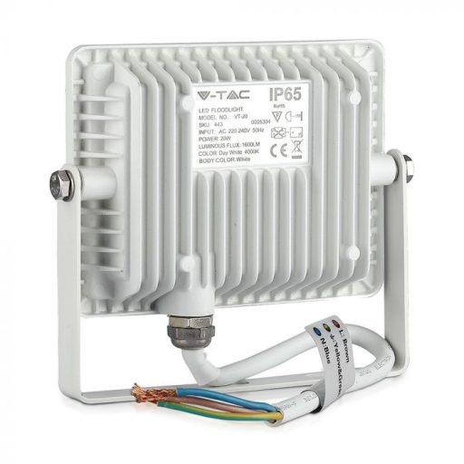 V-TAC 20W LED reflektor 100° 6400K fehér házas (Samsung Chip) - 444