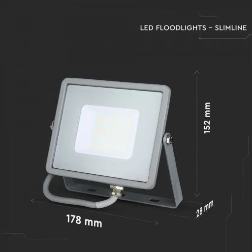 V-TAC 30W LED reflektor 100° 3000K szürke házas (Samsung Chip) - 454
