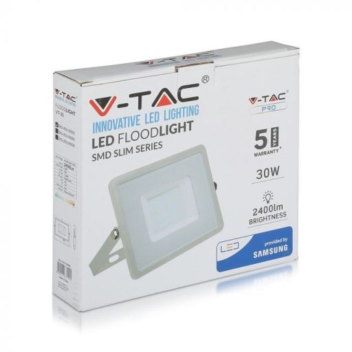 V-TAC 30W LED reflektor 100° 3000K szürke házas (Samsung Chip) - 454