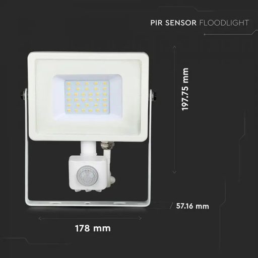 V-TAC 30W Mozgásérzékelős LED reflektor 100° 4000K fehér házas (Samsung Chip) - 458