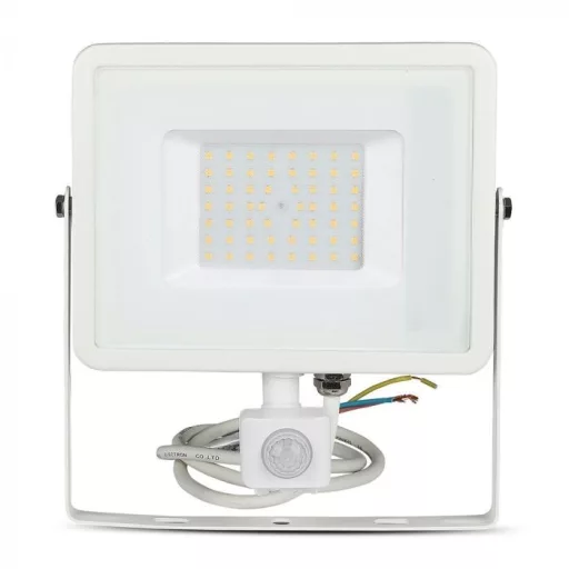 V-TAC 50W Mozgásérzékelős LED reflektor 100° 3000K fehér házas (Samsung Chip) - 466