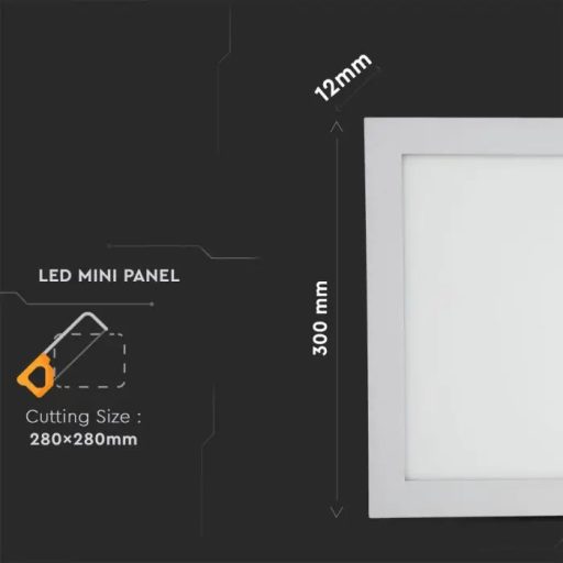 V-TAC Süllyeszthető négyzet alakú PRÉMIUM MINI LED panel 24W 3000K - 4887