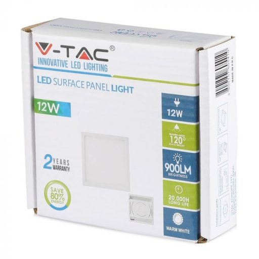 V-TAC Falon kívüli négyzet alakú PRÉMIUM LED panel 12W 4000K - 4914