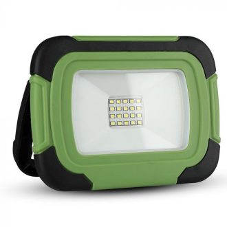   V-TAC 10W LED tölthető, hordozható reflektor USB aljzattal, SOS funkcióval 100° 6400K zöld, fekete házas (Samsung Chip) - 502
