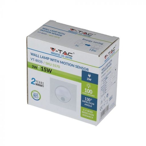 V-TAC Led lépcső világítás érzékelővel 3W 4500K - 5570