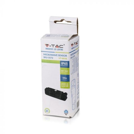 V-TAC Mikrohullámú mozgásérzékelő fekete 180° - 5572