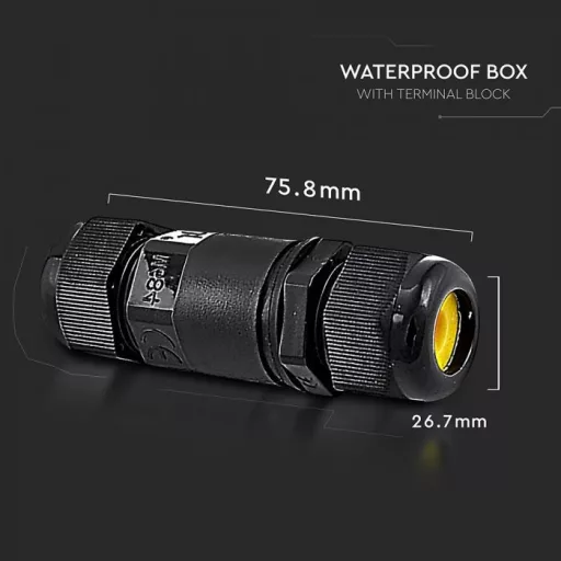 V-TAC Vízálló kötődoboz 5-9 mm fekete színű IP68 kapszula - 5977
