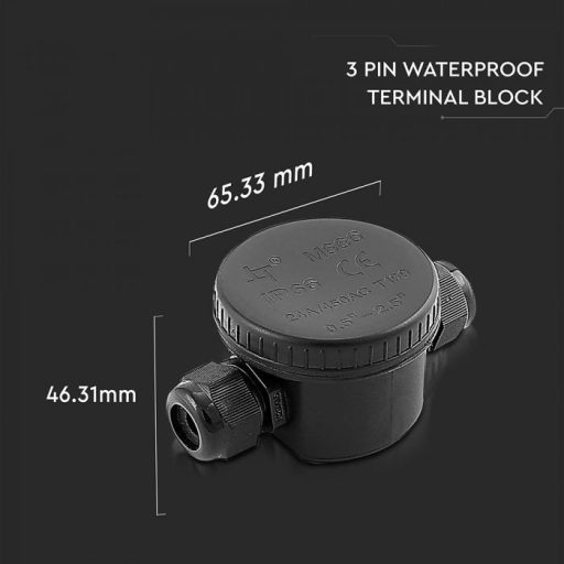V-TAC Vízálló fedeles kötődoboz 5-9 mm fekete színű IP66 - 5987