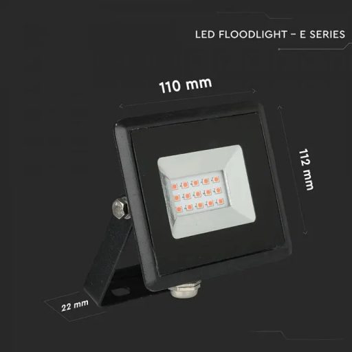 V-TAC 10W LED reflektor E-széria 110° piros fényű, fekete házas - 5989