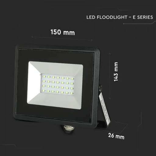 V-TAC 20W LED reflektor E-széria 110° zöld fényű, fekete házas - 5991