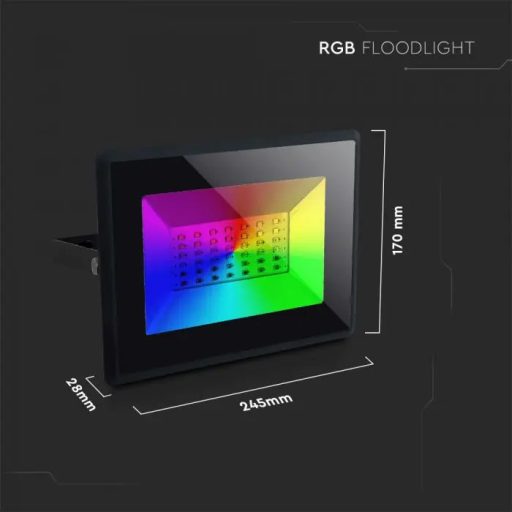 V-TAC 50W LED RGB reflektor infra távirányítóval 110° fekete házas - 5996