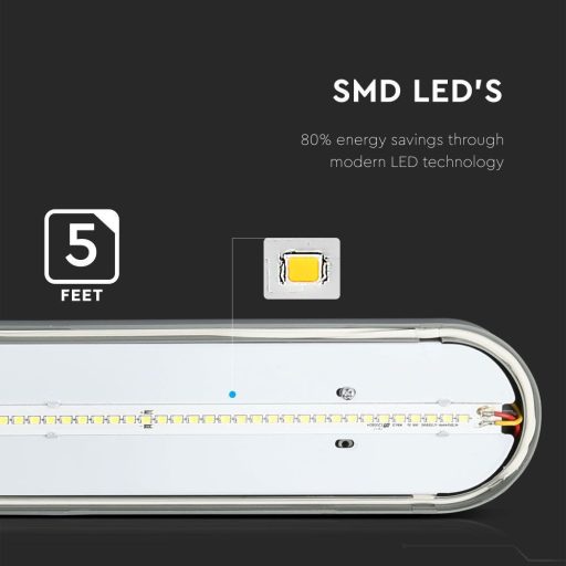V-TAC 48W Vízálló LED armatúra 150 cm 120° 6000K IP65 - 6185