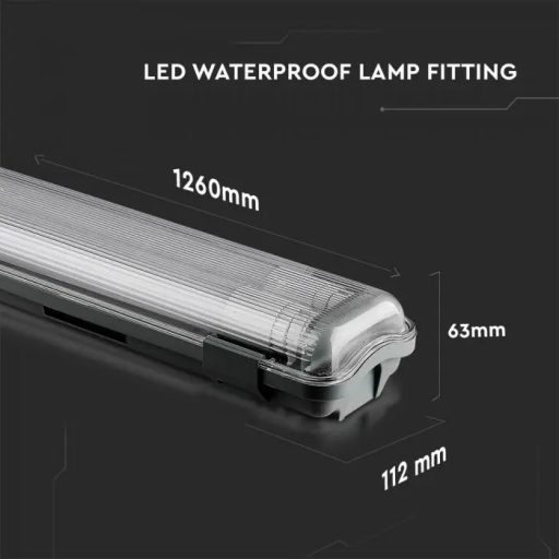 V-TAC LED Vízálló Lámpa PC/PC 2x1200mm 2x18W 4000K - 6387