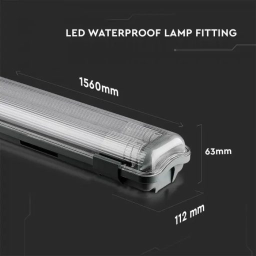 V-TAC LED Vízálló Lámpa PC/PC 2x1500mm 2x22W 4000K - 6388