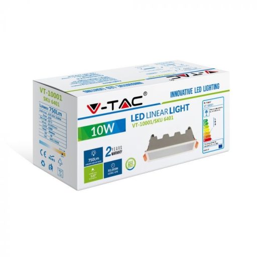 V-TAC Lineáris LED panel 10W 3000K - 6401