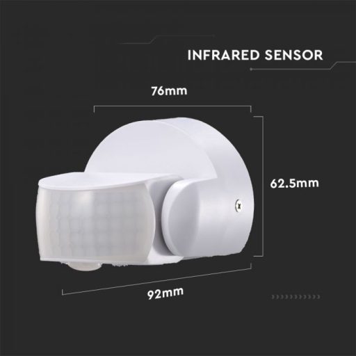 V-TAC infravörös mozgásérzékelő 180°/360° IP65 - fehér  - 6611