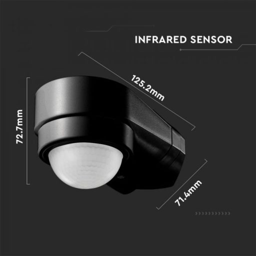 V-TAC infravörös mozgásérzékelő sarok kialakítással 240° IP65 - fekete  - 6612