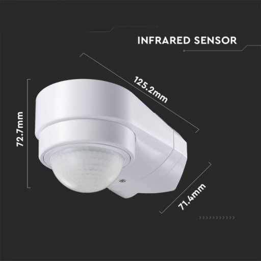 V-TAC infravörös mozgásérzékelő sarok kialakítással 240° IP65 - fehér - 6613