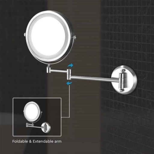 V-TAC LED Tükör 3x nagyítás - 4xAA elem - 3W 6400K - KRÓM -  6628