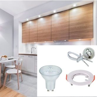   LED Spot lámpa szett: Fehér keret, GU10 3W meleg fehér, GU10 foglalat (kettesével rendelhető) - 6640 szett