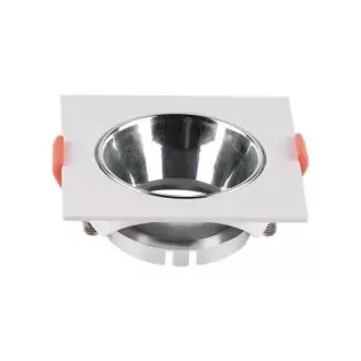   V-TAC Led GU10 Spot Keret négyzet beépíthető - fehér + króm- 6653