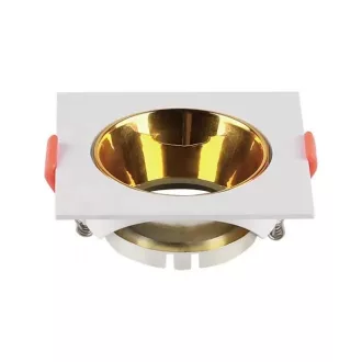   V-TAC Led GU10 Spot Keret négyzet beépíthető - fehér  + arany - 6654