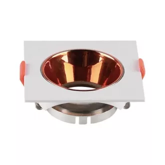   V-TAC Led GU10 Spot Keret négyzet beépíthető - fehér + rose gold - 6655