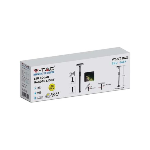 V-TAC 3W Napelemes (Solar) kerti világítás -  4000K - 6667