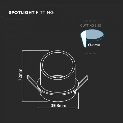 V-TAC Led GU10 Spot Keret Fehér+Arany kör alakú - 6682