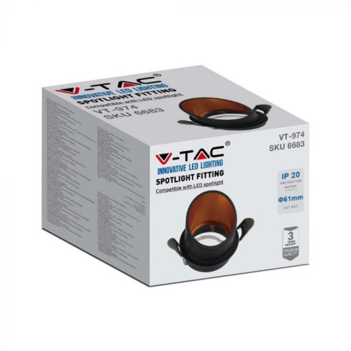 V-TAC Led GU10 Spot Keret Fekete+Arany kör alakú - 6683
