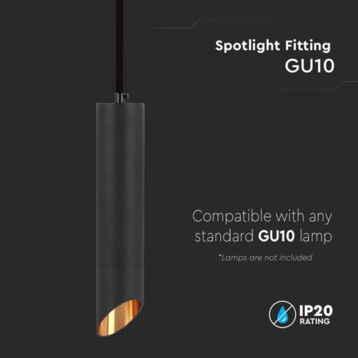 V-TAC 1 x GU10 függeszték 55 x 200mm - fekete - 6684