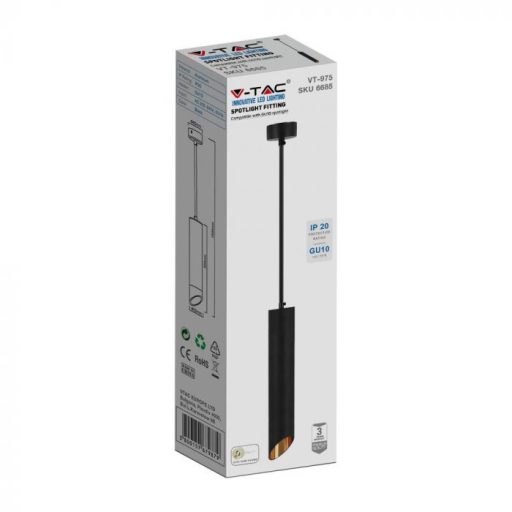 V-TAC 1 x GU10 függeszték 55 x 300mm - fekete - 6685