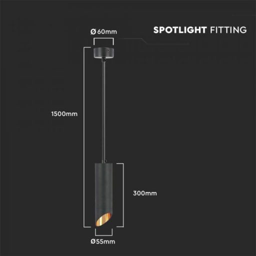V-TAC 1 x GU10 függeszték 55 x 300mm - fekete - 6685