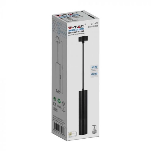 V-TAC 1 x GU10 függeszték 60 x 300mm - fekete - 6686