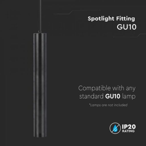 V-TAC 1 x GU10 függeszték 55 x 200mm - fekete - 6687