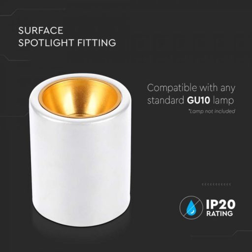 V-TAC Led GU10 Falon kívüli keret kör forma - fehér - 6690