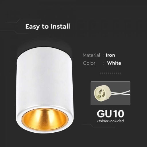 V-TAC Led GU10 Falon kívüli keret kör forma - fehér - 6690