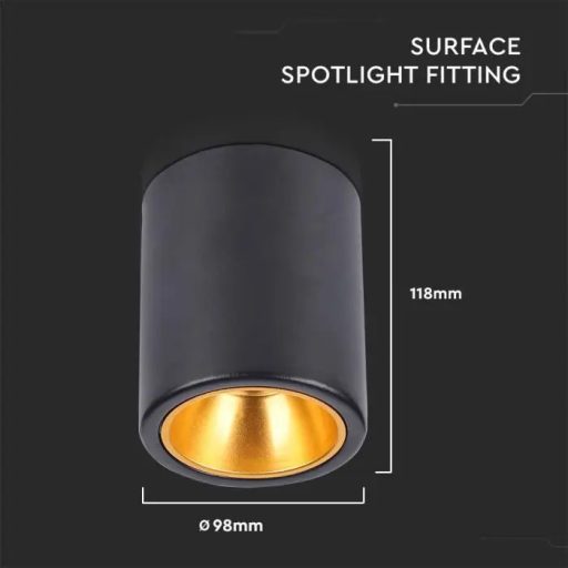 V-TAC Led GU10 Falon kívüli keret kör forma - fekete - 6691